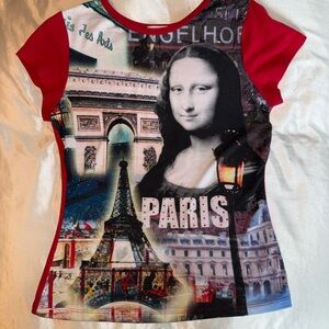 Red Paris Bedazzled Graphic T-Shirt
